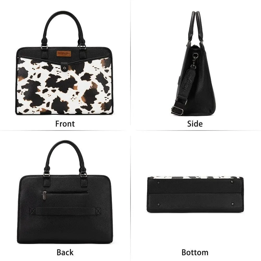 Wrangler Black Cow Print Laptop/Multi-Use Briefcase Bag